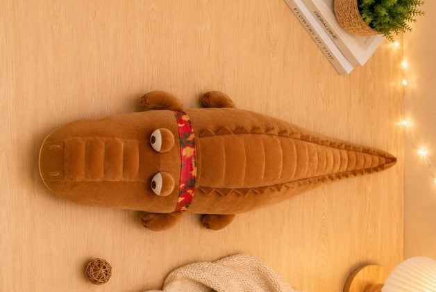 SOFT BROWN CROCODILE PLUSH SOFT TOY WITH BLANKET | GIFT FOR BOY AND GIRL
