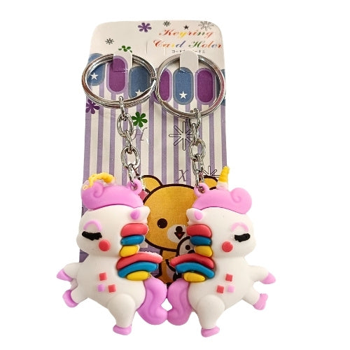 Cute Rainbow Unicorn Couple Keychain Set | Kawaii Soft Key Rings for Bags, Keys &amp; Gifts