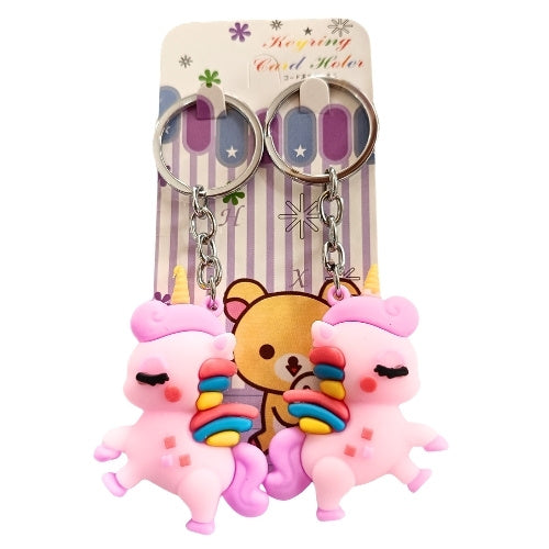 Cute Rainbow Unicorn Couple Keychain Set | Kawaii Soft Key Rings for Bags, Keys &amp; Gifts