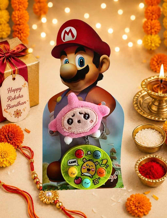 Kids Sensory Push Pop Rakhi with Plush Toy – Interactive Fidget Rakhi for Boys & Girls