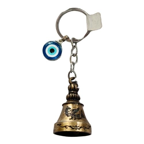 Premium Evil Eye with Guardian Bell Keychain for Bike & Car, Scooty