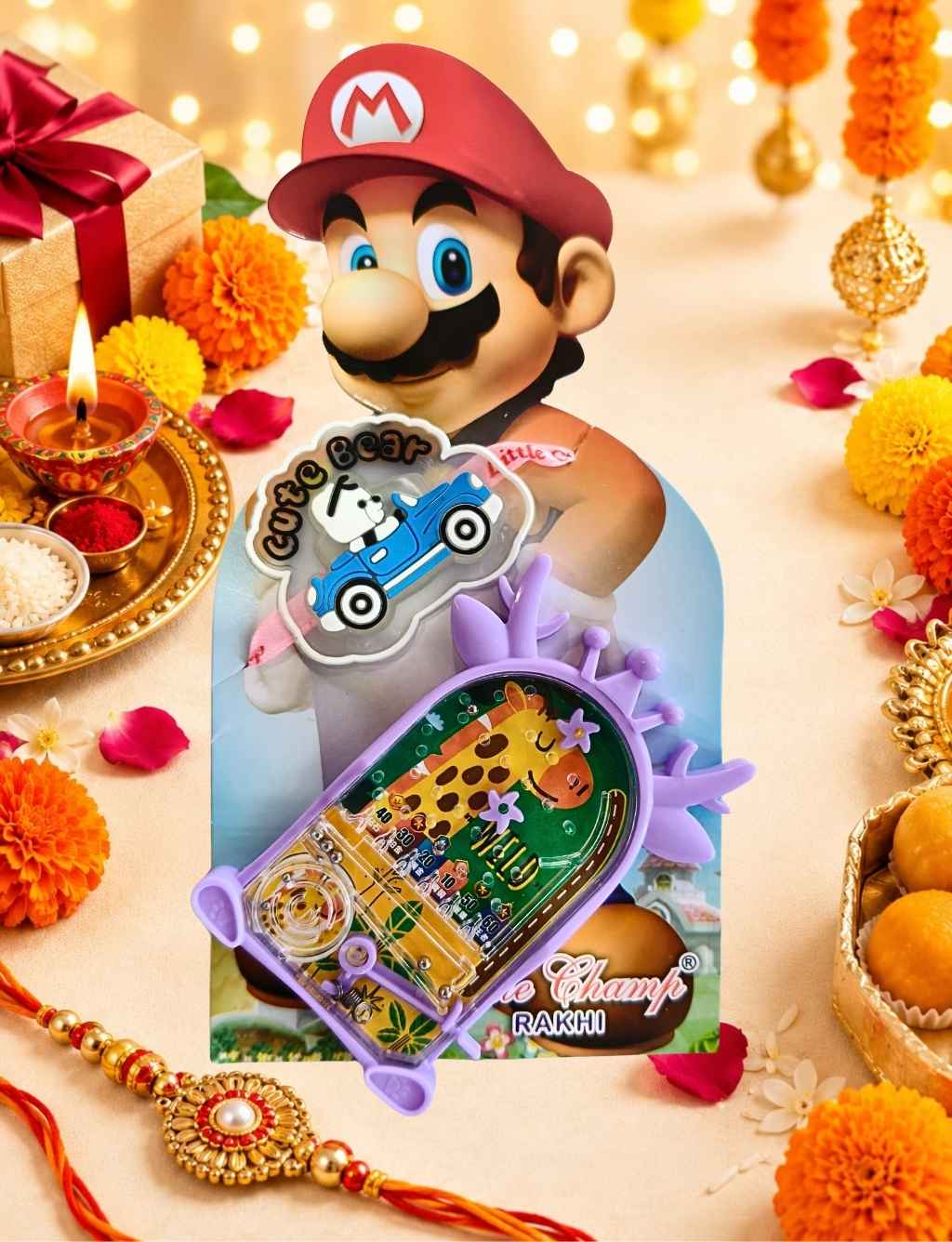 Cute Bear Pinball Game Rakhi for Kids – Interactive Toy Rakhi for Boys