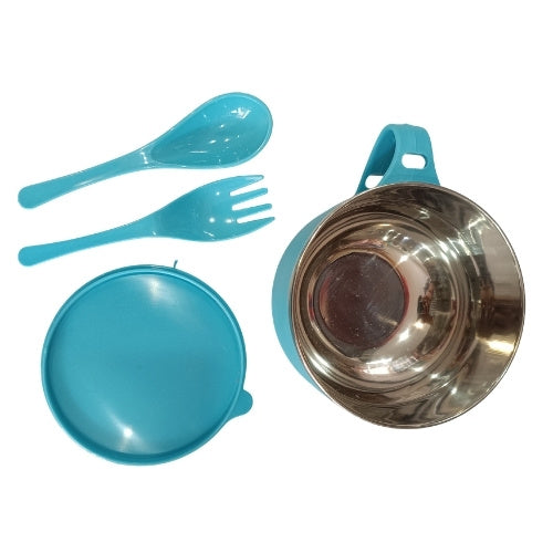 Stainless Steel Insulated Soup & Noodle Bowl with Spoon and Fork | Portable Maggi Bowl with Lid & Handle