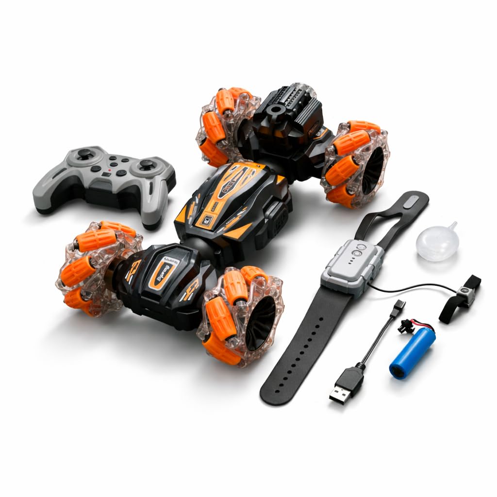 360° Gesture Control Stunt Drift Car with Smoke Spray, LED Lights & Double-Sided Driving