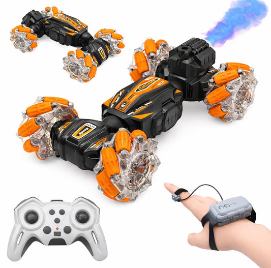 360° Gesture Control Stunt Drift Car with Smoke Spray, LED Lights & Double-Sided Driving