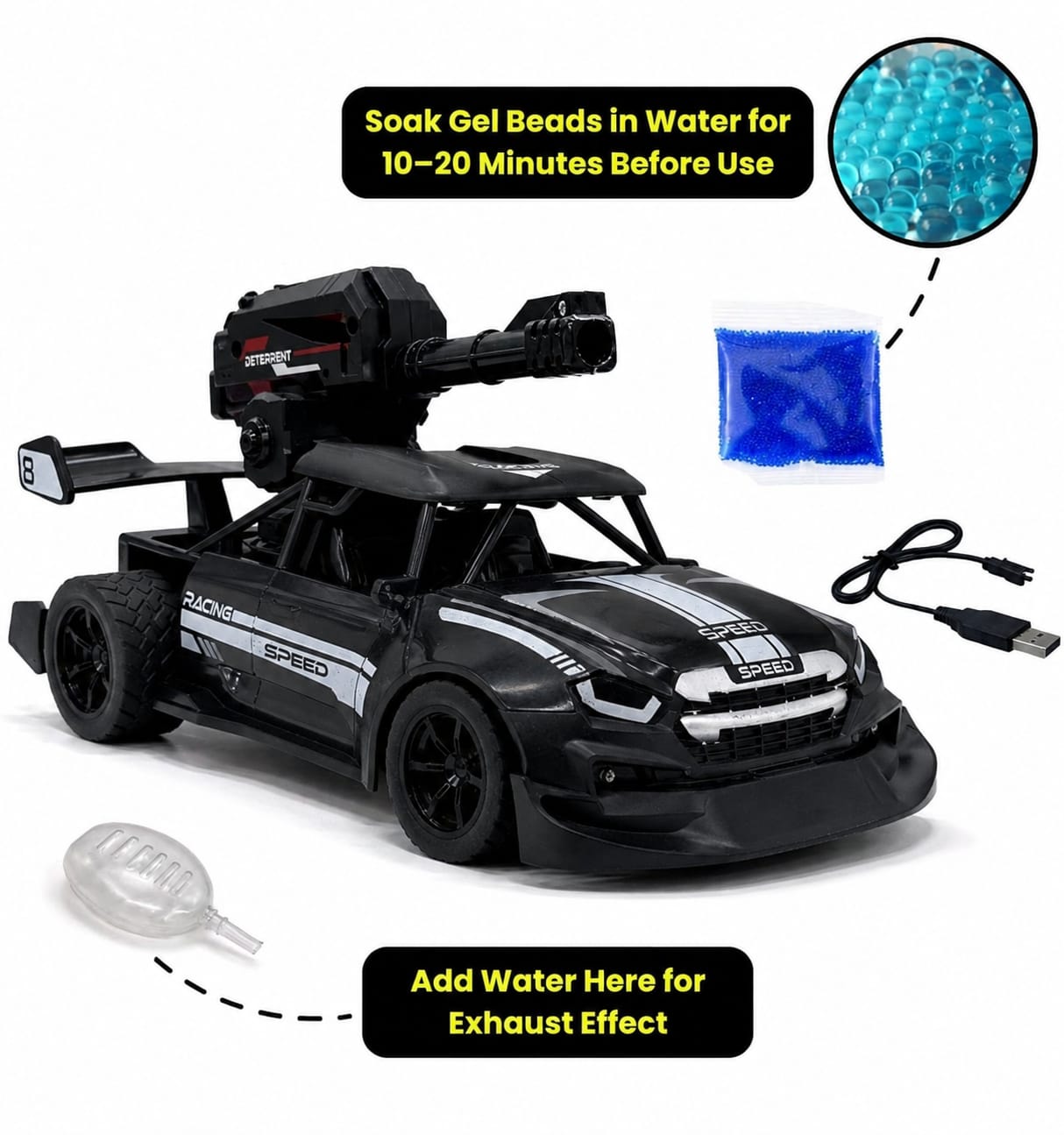 High-Action R/C RACING WATER BOMB Car | Remote Control Stunt Vehicle with Smoke & LED Light Effects