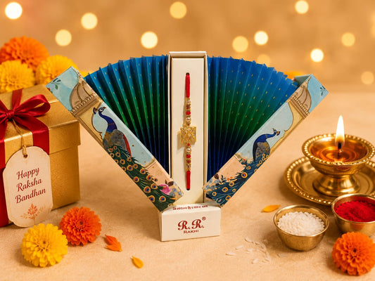 Premium Peacock Designer Rakhi Gift Box | Elegant Raksha Bandhan Rakhi for Brother