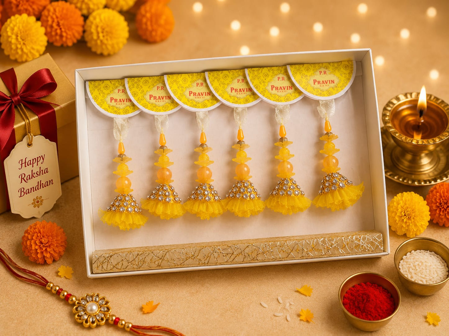 Designer Stone Lumba Rakhi | Decorative Hanging Tassel For Bhabhi