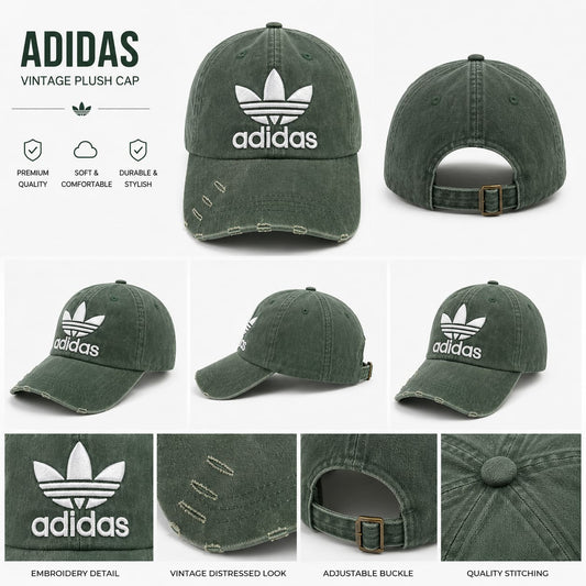 Vintage Washed Embroidered Baseball Cap – Adjustable Unisex Green Cap