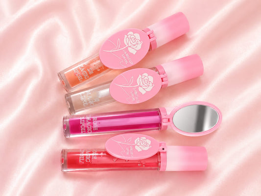 Rose Magic Color-Changing Lip Oil with Built-In Flip Mirror