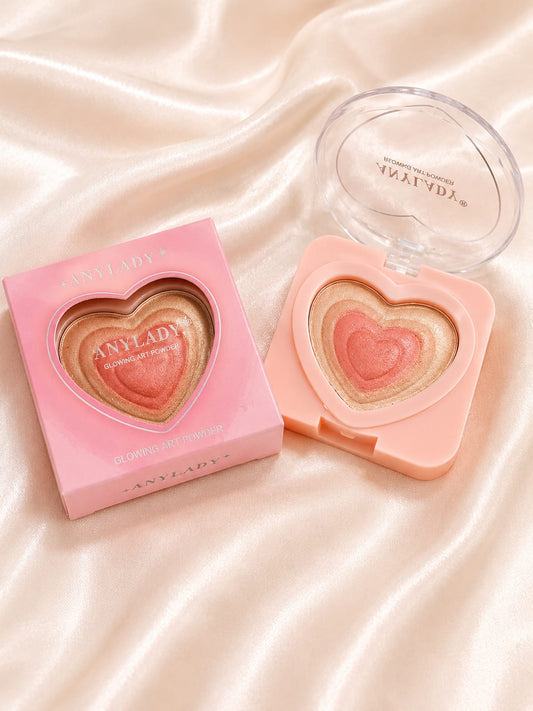 ANYLADY Heart-Shaped Dual Tone Highlighter | Radiant Glow Art Powder