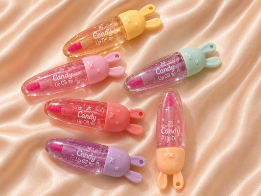 Crazy Girl Candy Magic Lip Oil  Cute Bunny Cap Glitter Lip Gloss