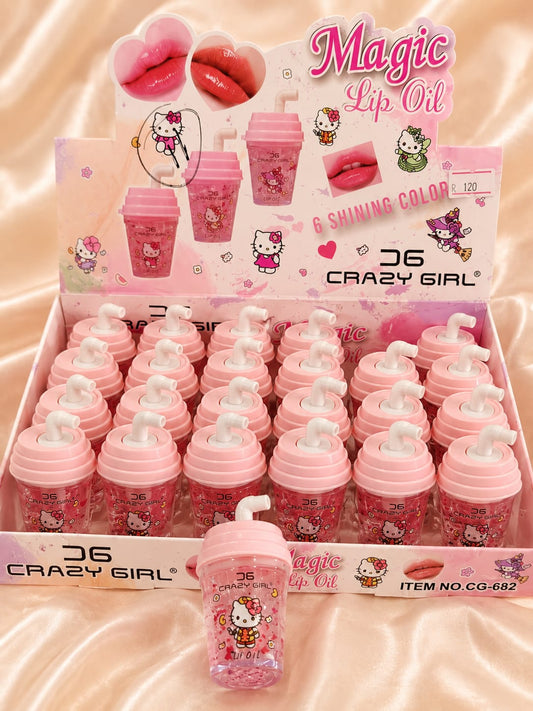 Girl Magic Lip Oil  Cute Character Milkshake Cup Lip Gloss
