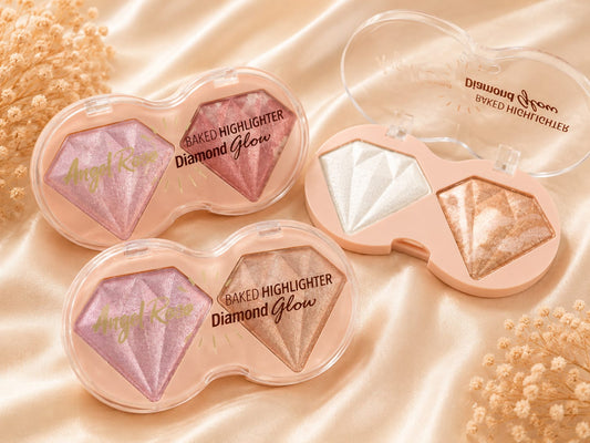 Angel Rose 3D Diamond Glow Highlighter Duo | Multi-Tone Baked Shimmer