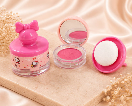 MocAllure Hello Kitty Inspired Matte Powder Blush | Travel-Friendly Blush with Puff