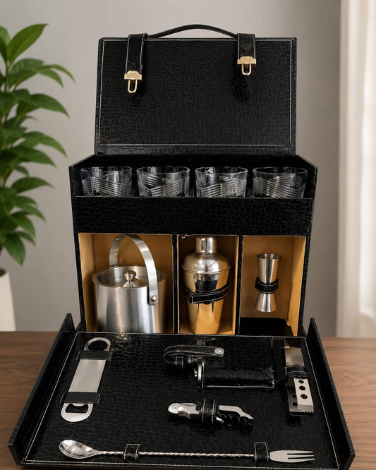 Premium Portable Bar Set with Bottle Storage & Cocktail Accessories
