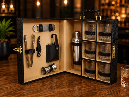 Luxury Premium Bar Set with 6 Glasses & Cocktail Accessories