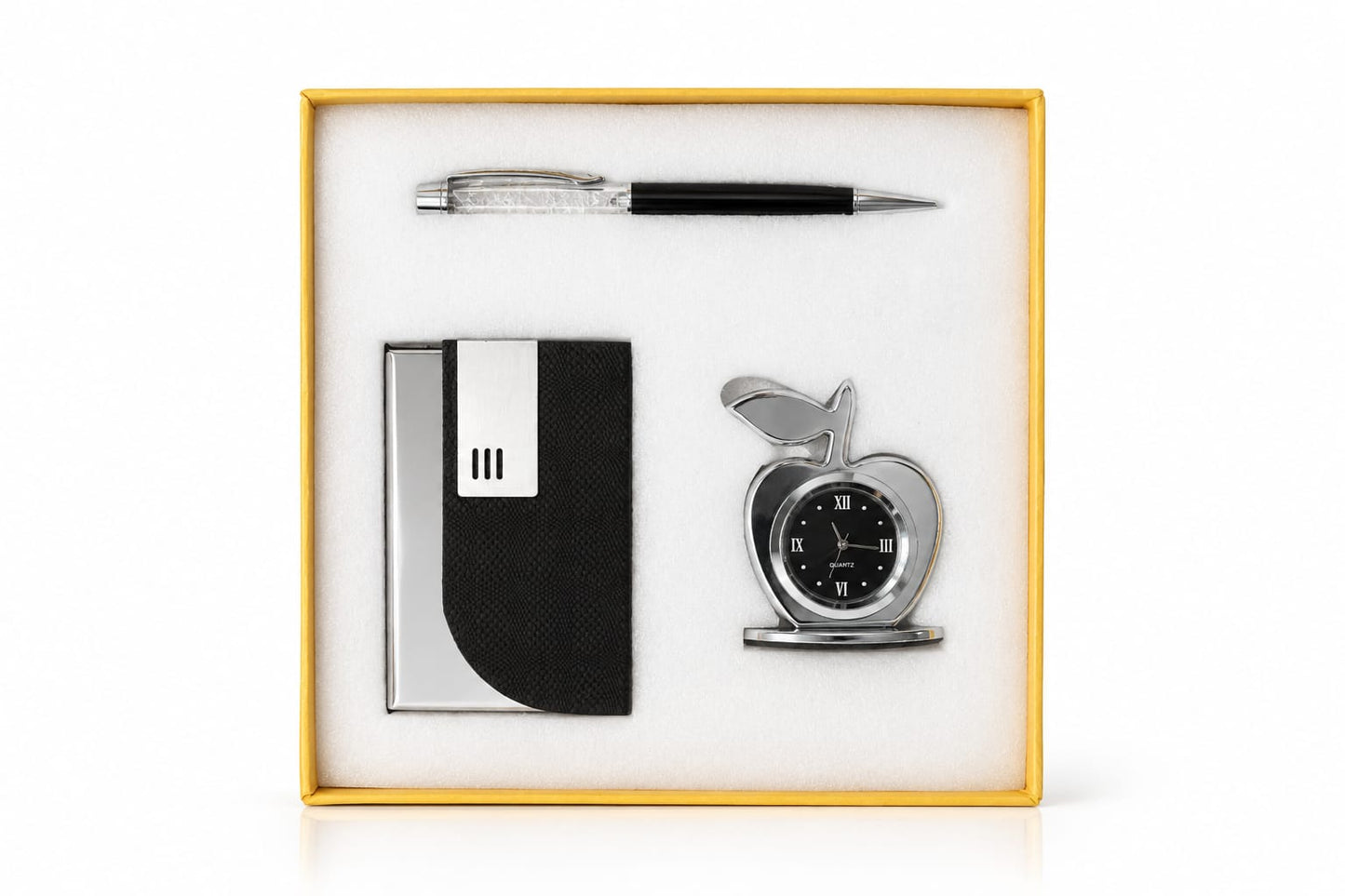 Premium Executive Gift Set - Pen, Card Holder & Apple Desk Clock