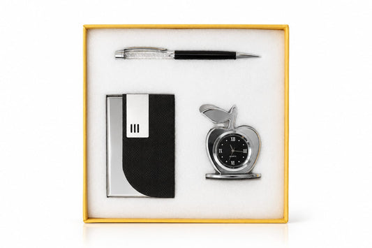 Premium Executive Gift Set - Pen, Card Holder & Apple Desk Clock