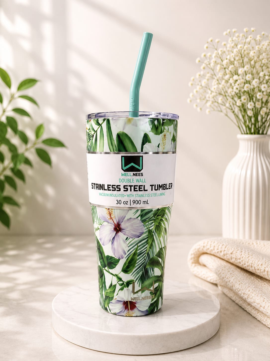 Premium Stainless Steel Tumbler with Straw – Multicolor Design