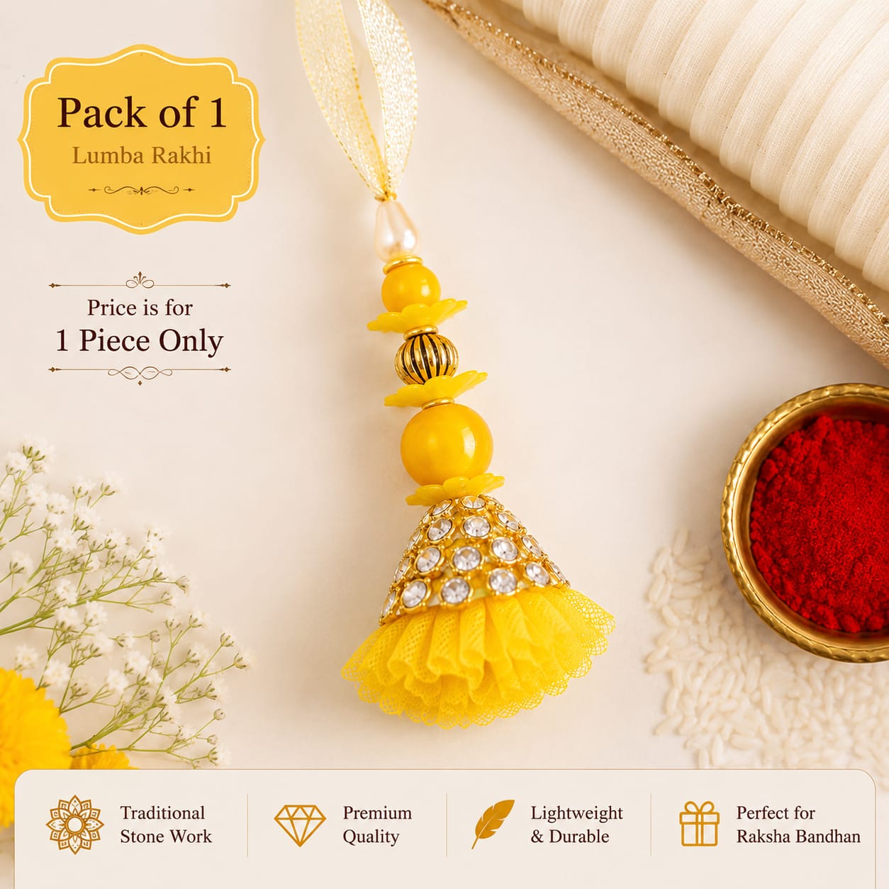 Designer Stone Lumba Rakhi | Decorative Hanging Tassel For Bhabhi