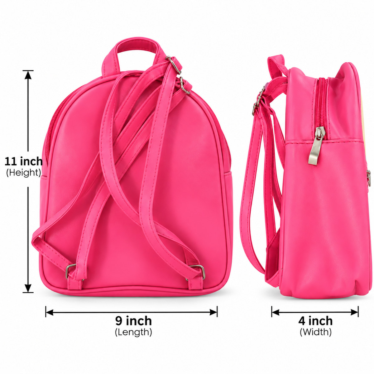 Girls Kids Backpack with Rainbow Glitter Design | Cute Cat Print School Bag | 2 Zipper Backpack