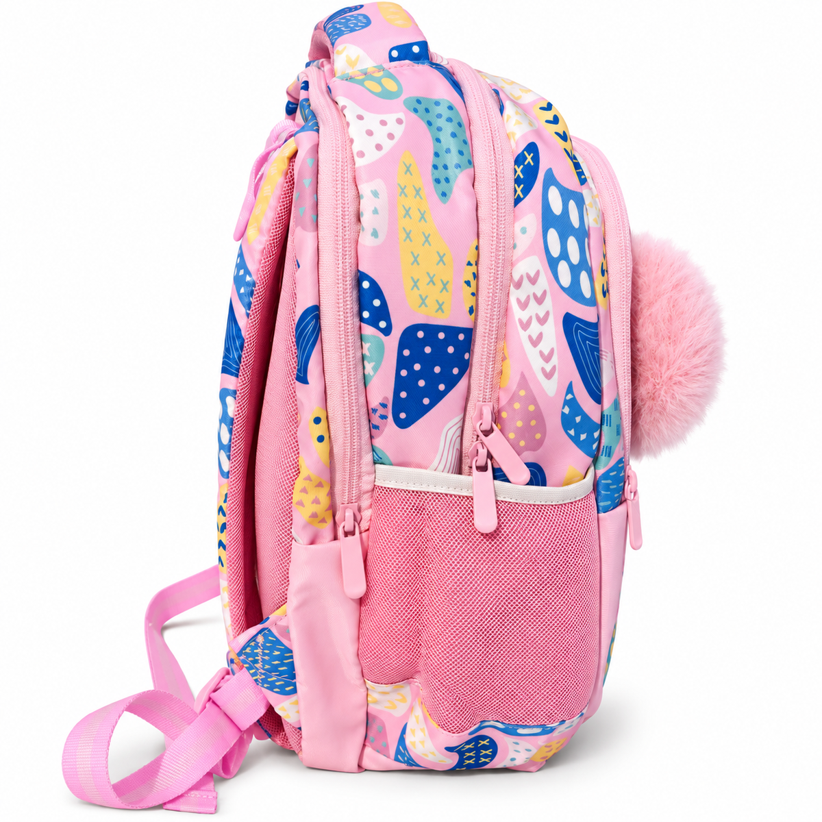 Cute Koala Design School Backpack for Girls | 3 Zipper School Bag with 2 Side Bottle Pockets | Cute Pink Printed Backpack