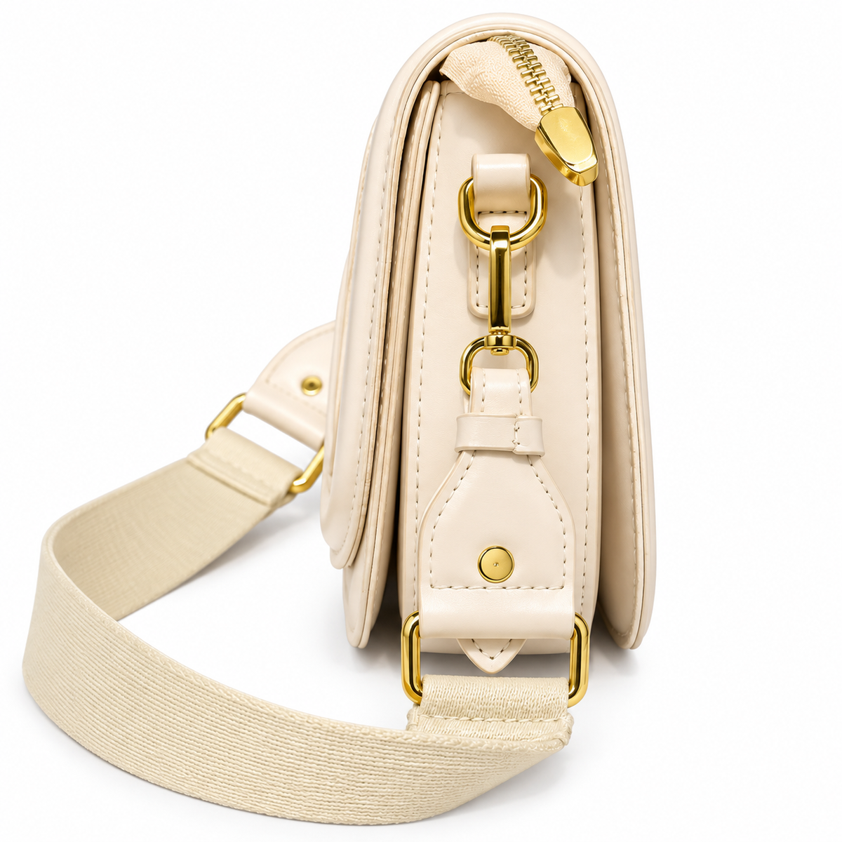 Elegant Sling Bag with Gold-Tone Hardware & Adjustable Wide Strap for Women
