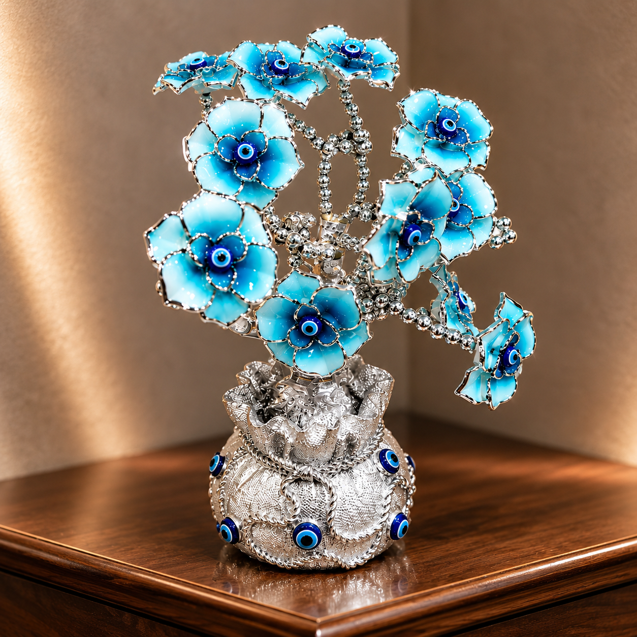 Luxury Blue Evil Eye Flower Showpiece