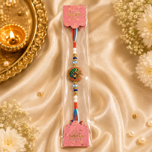Peacock Rakhi | Premium Metal Peacock Charm Rakhi | Designer Raksha Bandhan Rakhi