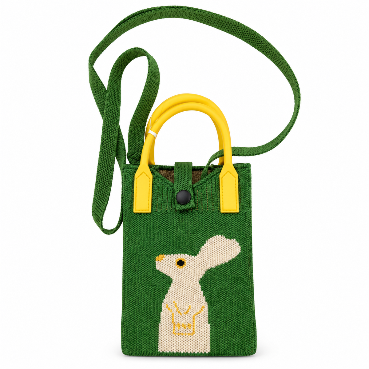Cute Knitted Sling Bag for Girls | Handbag with Adjustable Shoulder Strap & Top Handle | Stylish Printed Mini Bag