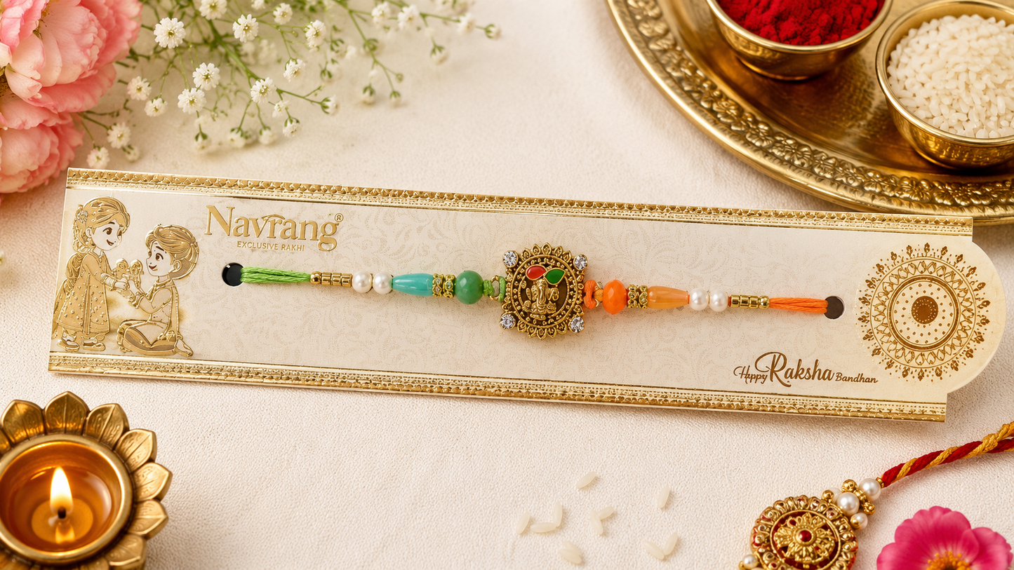 Premium Ganesh Designer Rakhi for Brother Divine Raksha Bandhan Rakhi
