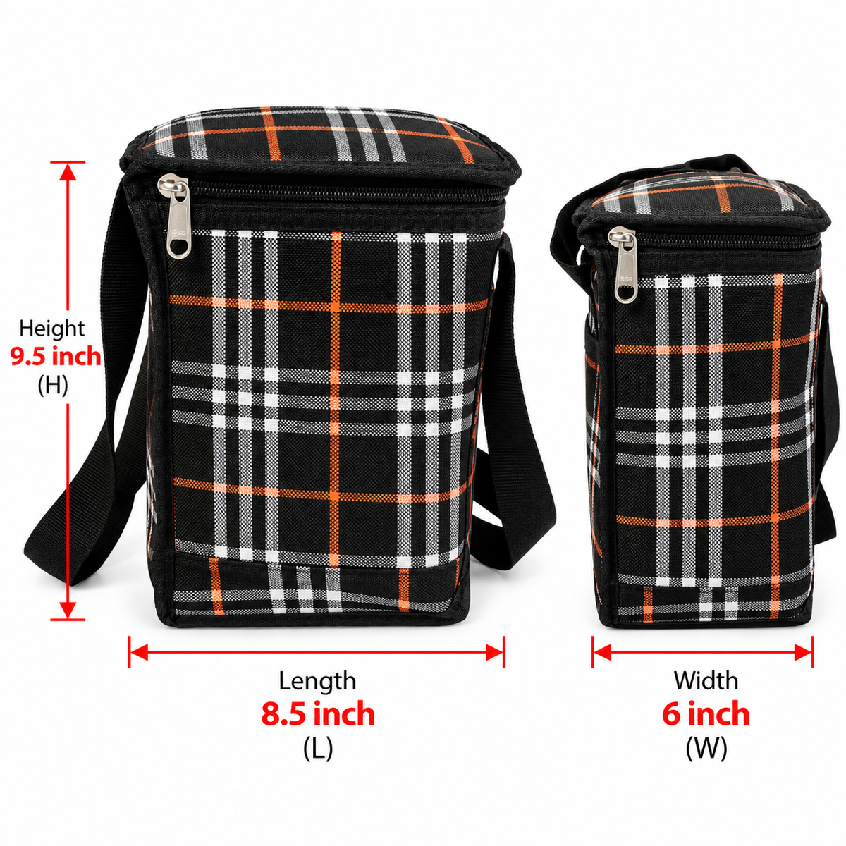Insulated Lunch Bag for Men & Women | 1 Zipper Lunch Box Bag with Front Pocket & Adjustable Shoulder Strap