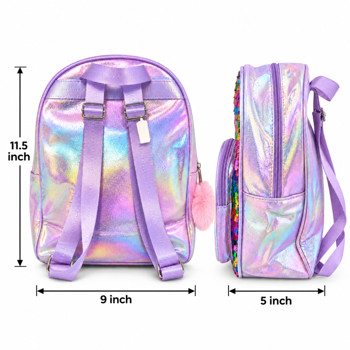Kids Unicorn Backpack for Girls | 2 Zipper Spacious School Bag | Glitter Sequin Rainbow Unicorn Backpack&nbsp;