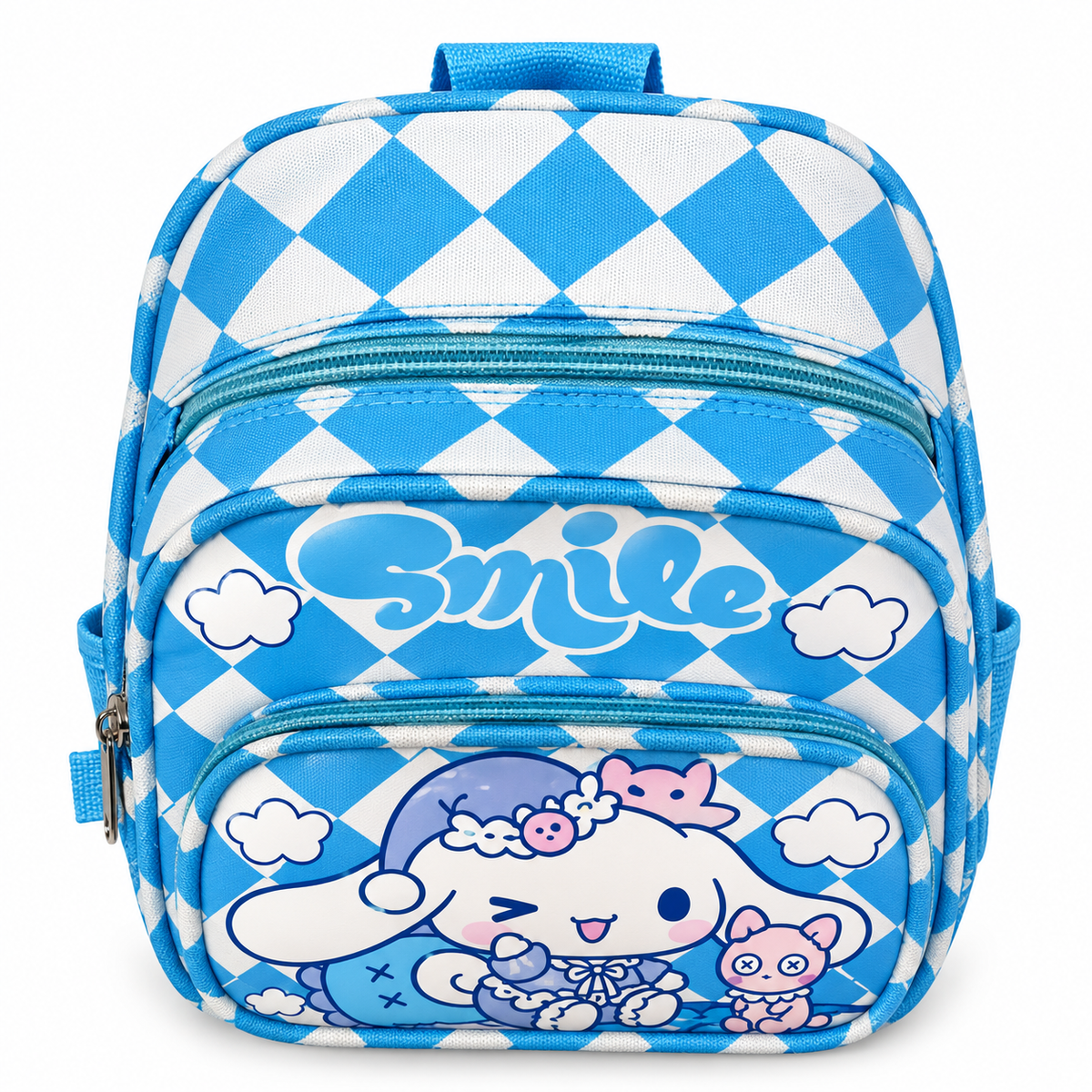 Kids School Backpack for Boys & Girls | 2 Zipper Spacious School Bag with 2 Side Pockets | Cute Blue Printed Backpack