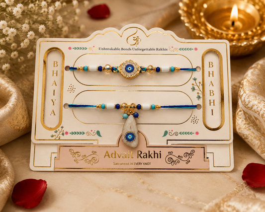 Designer Bhai Bhabhi Rakhi Combo with Heavy Metal Charm