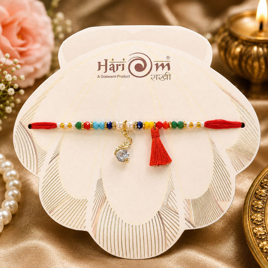 Traditional Rakhi with Heavy Metal Pendant &amp; Tassel