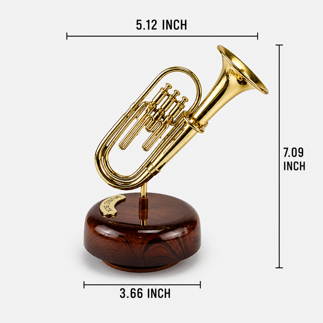 Premium Trumpet Wind-Up Music Box Wooden Design Showpiece