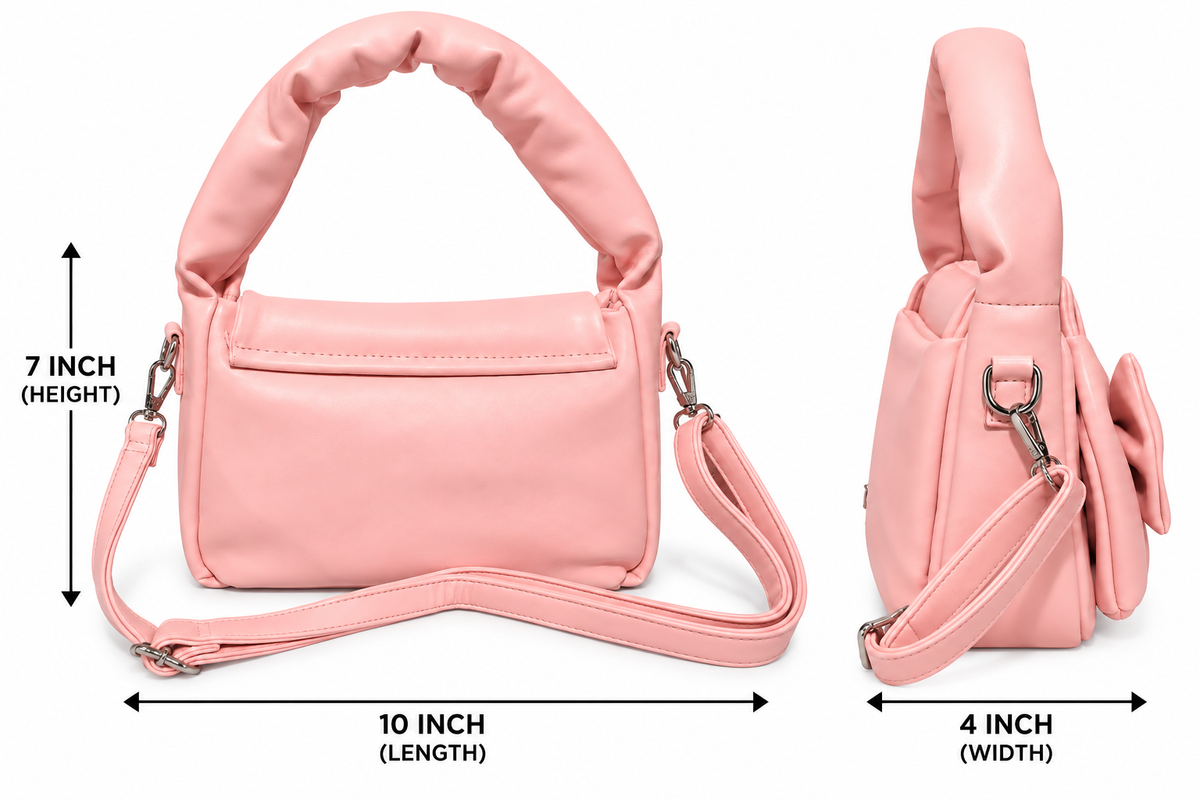 Pink Bow Shoulder Handbag | Stylish Top Handle & Adjustable Sling Strap | Cute Fashion Bag