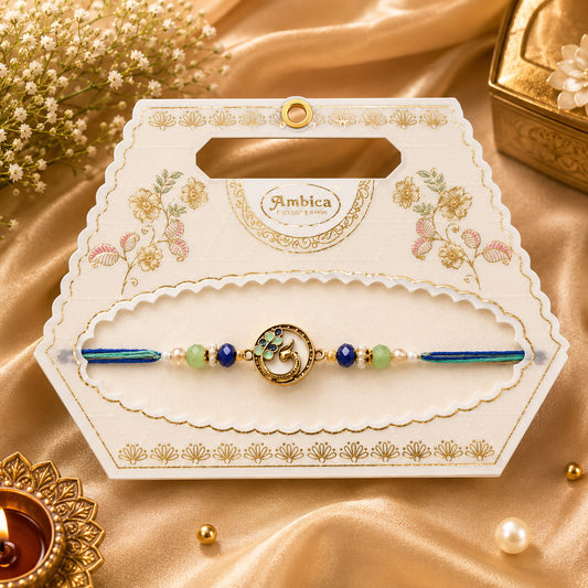 Premium Super shiny beads Mop Heavy metal charm Designer Rakhi for Brother – Elegant Raksha Bandhan Special Rakhi