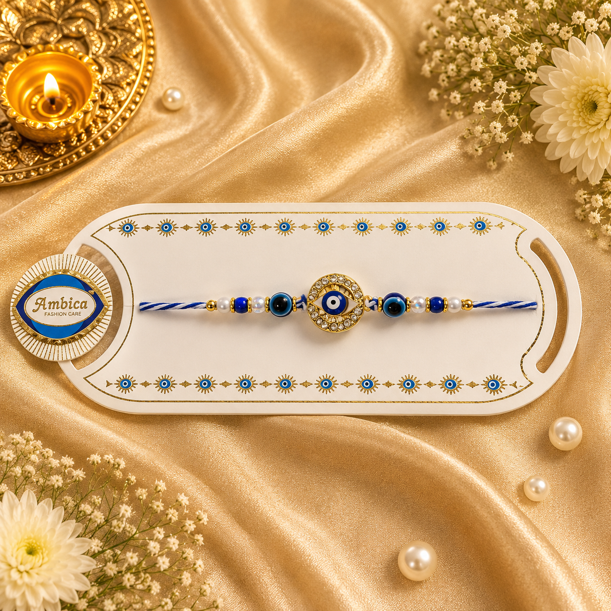 Premium Evil Eye AD Rakhi | Nazar Protection Crystal Rakhi | Designer Brother Rakhi