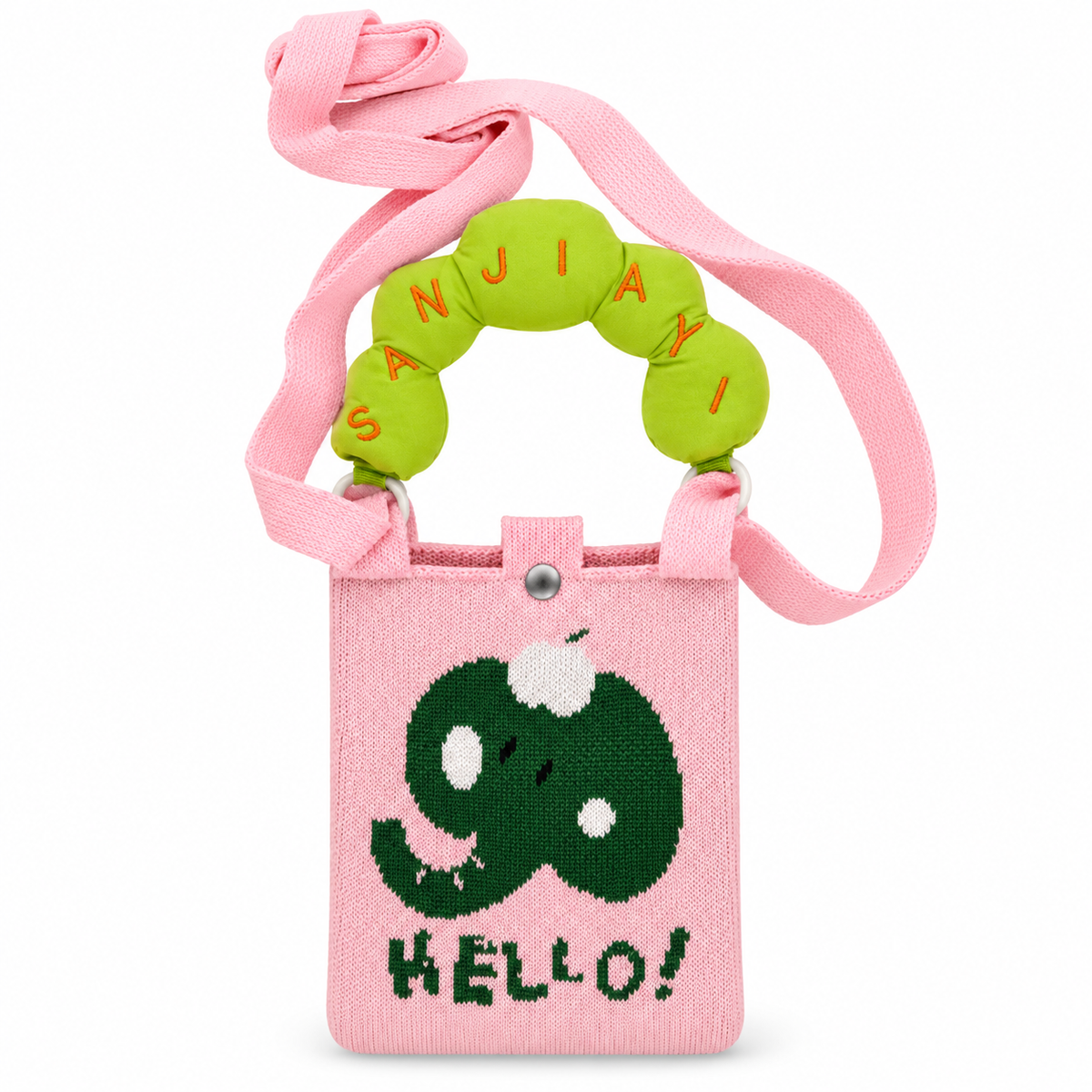 Cute Knitted Sling Bag for Girls | Handbag with Adjustable Shoulder Strap & Top Handle | Stylish Printed Mini Bag
