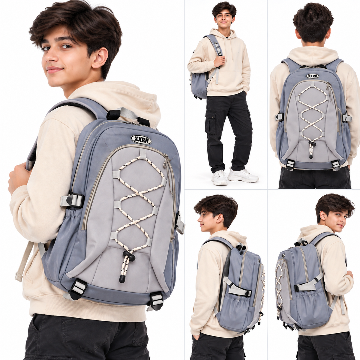 XXRIR Travel Backpack for Boys & Girls | Spacious Laptop Backpack with 2 Main Zippers, 2 Side Zipper Pockets & Bottle Holder