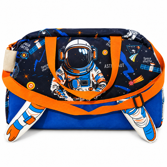 Kids Space Astronaut Travel Bag | Cute Space Theme Duffle Bag for Boys & Girls | Spacious Carry Bag