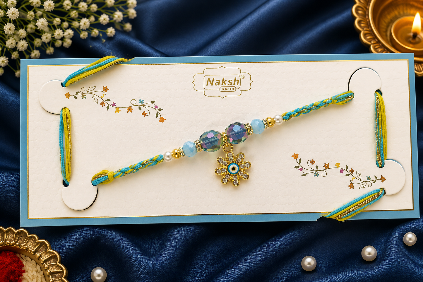 Premium AD Evil Eye Designer Rakhi for Brother – 3 Color Raksha Bandhan Special