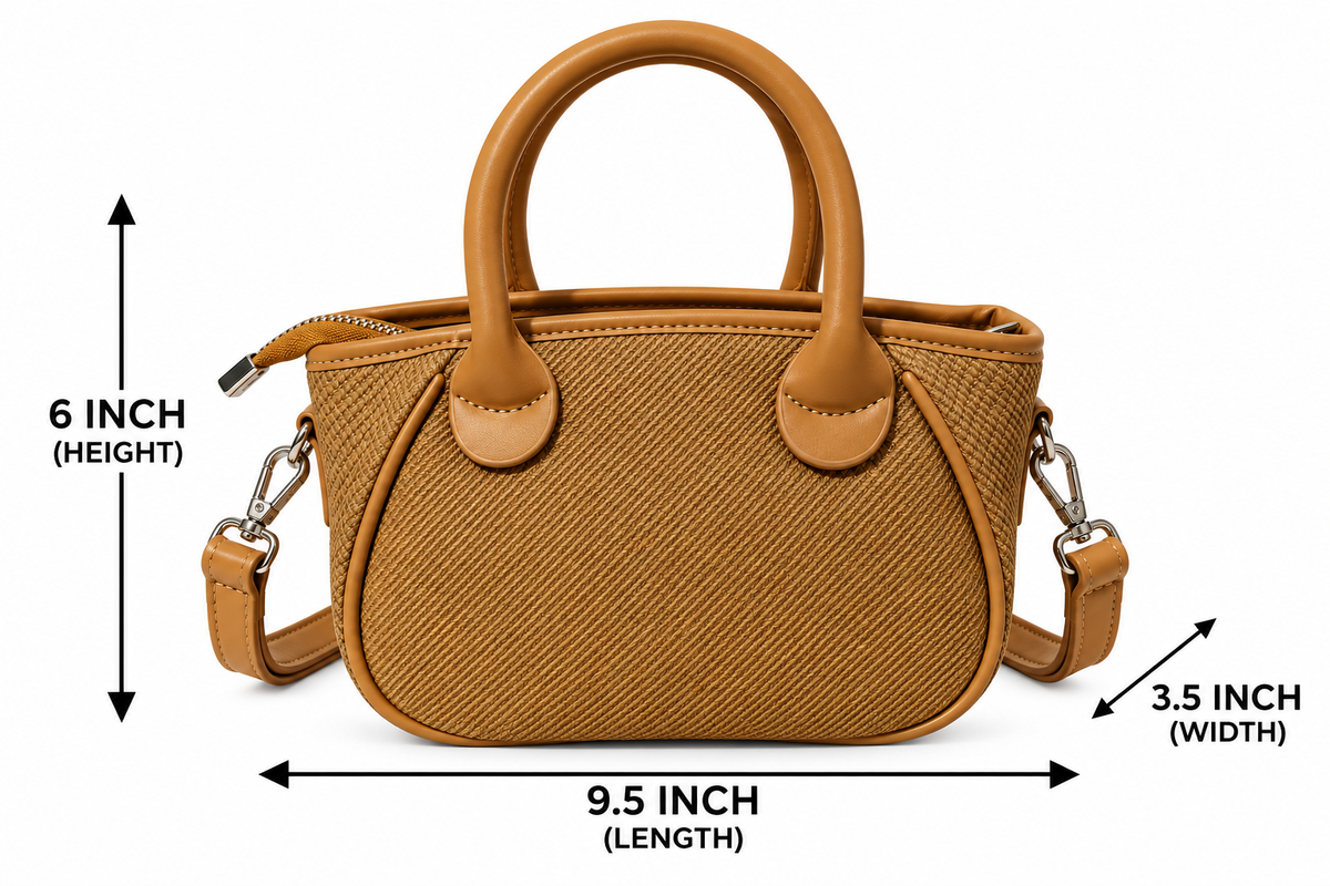 Min Min Stylish Handbag | 2 Zipper Tote Bag with Detachable Adjustable Shoulder Strap | Textured Fashion Purse for Girls & Women