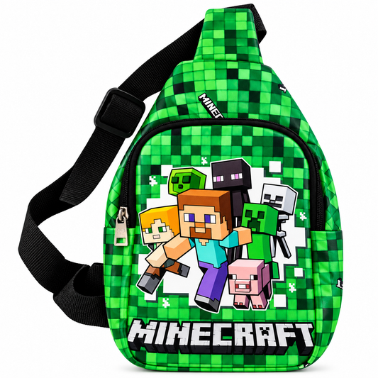 Kids Dinosaur Sling Backpack for Boys &amp; Girls | 2 Zipper Cute Dino Printed Mini Backpack