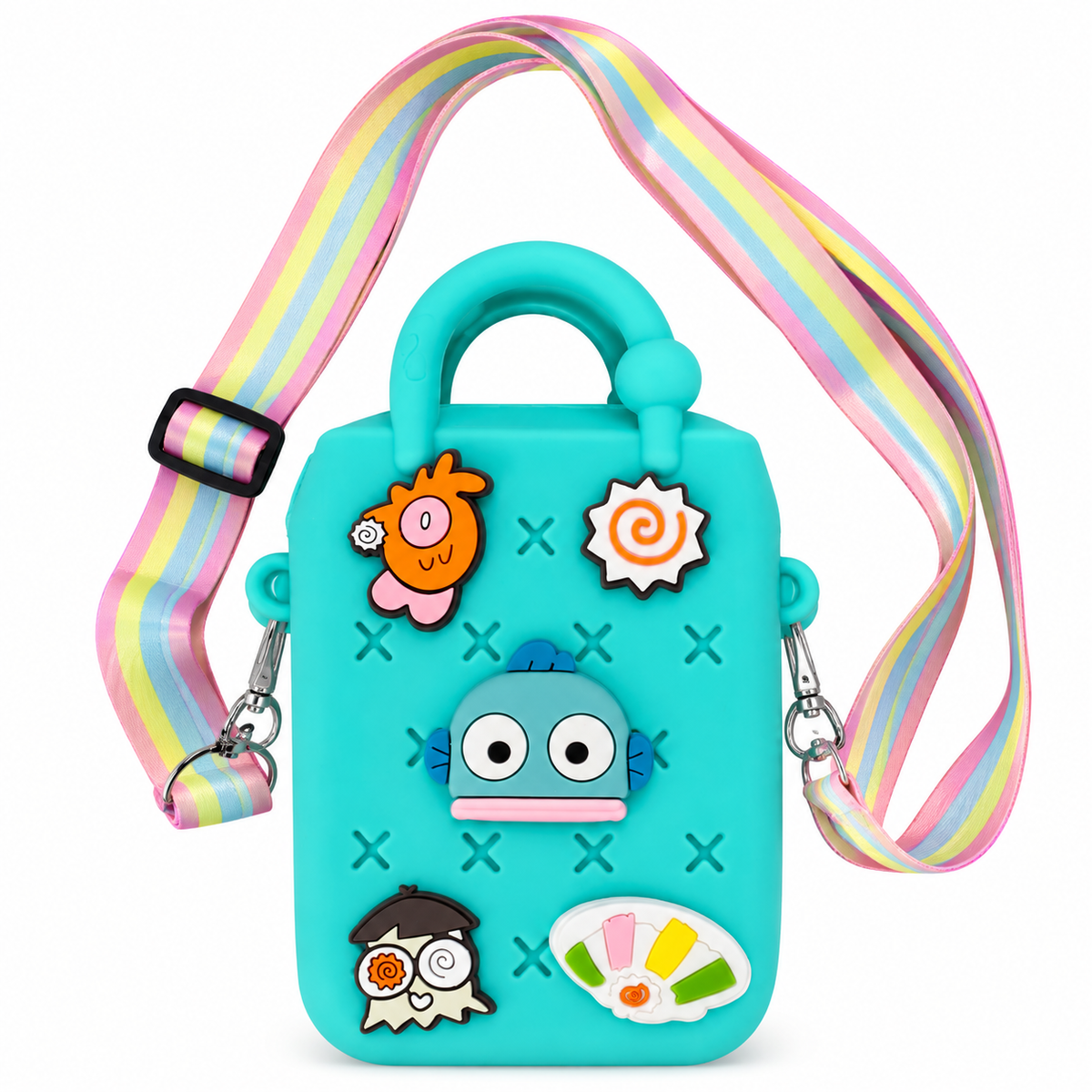 Kids Girls Mini Sling Bag | Cute Cartoon Printed Crossbody Bag with Adjustable Rainbow Strap & Top Handle
