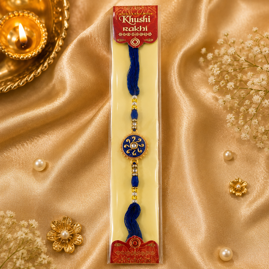 Premium Round Stone Charm Rakhi | Elegant Raksha Bandhan Rakhi