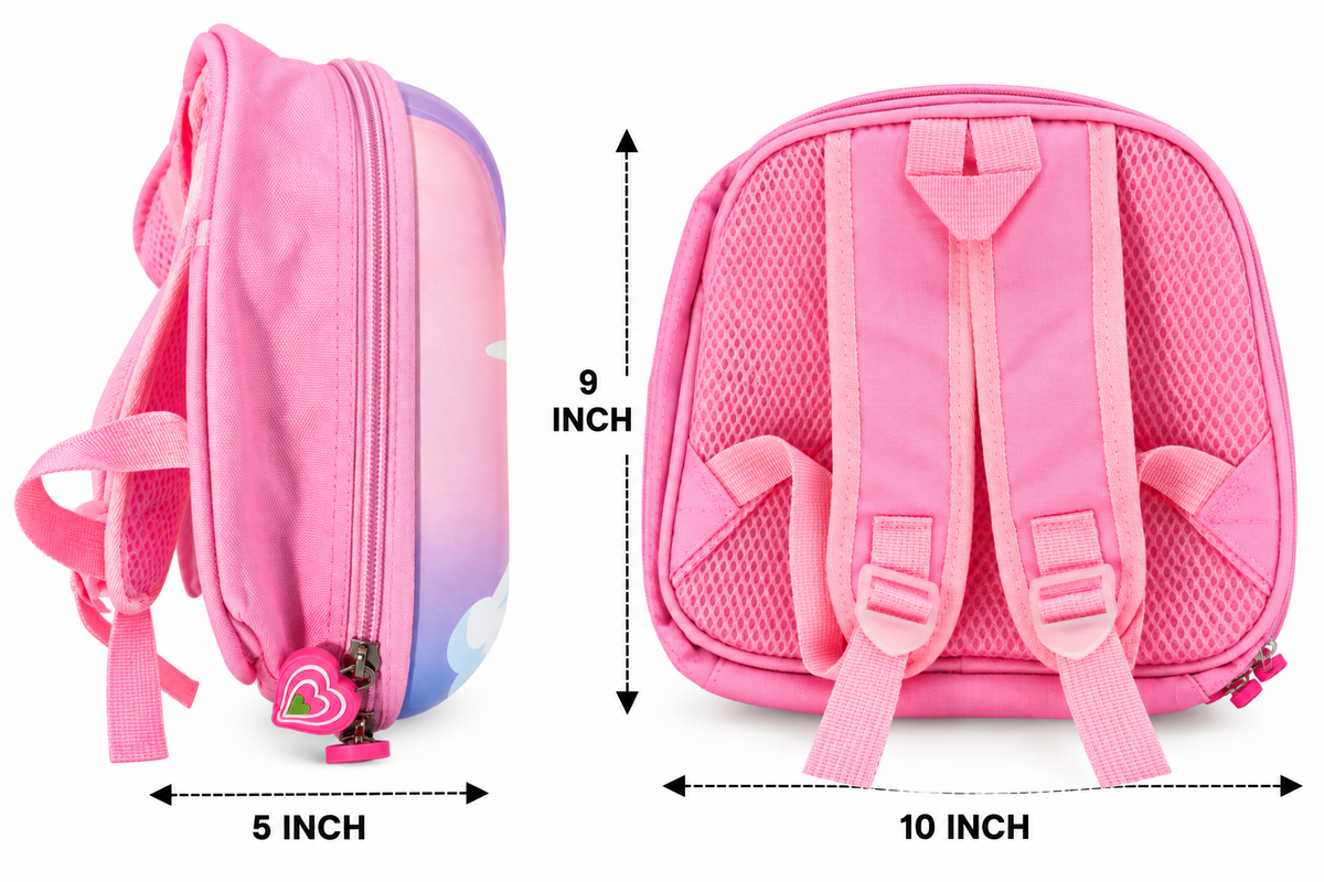 Girls Kids Backpack | 1 Zipper Cute Princess Castle School Bag | Pink &amp; Purple Lightweight Backpack